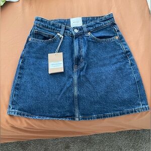 Reformation Lydia High Rise Denim Mini Skirt Blue - Size 26
